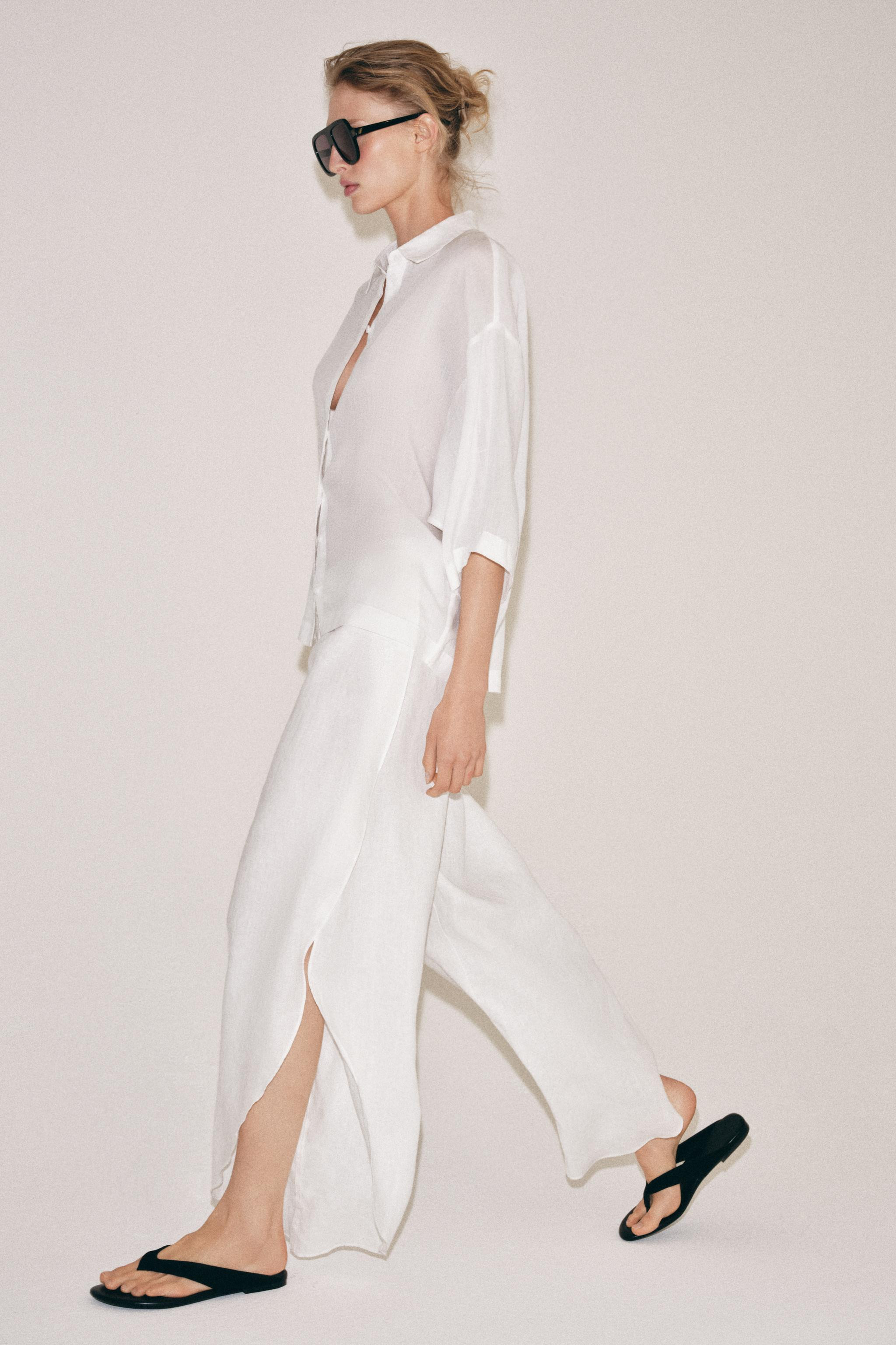ZW COLLECTION 100% LINEN VENTED PANTS | Zara US