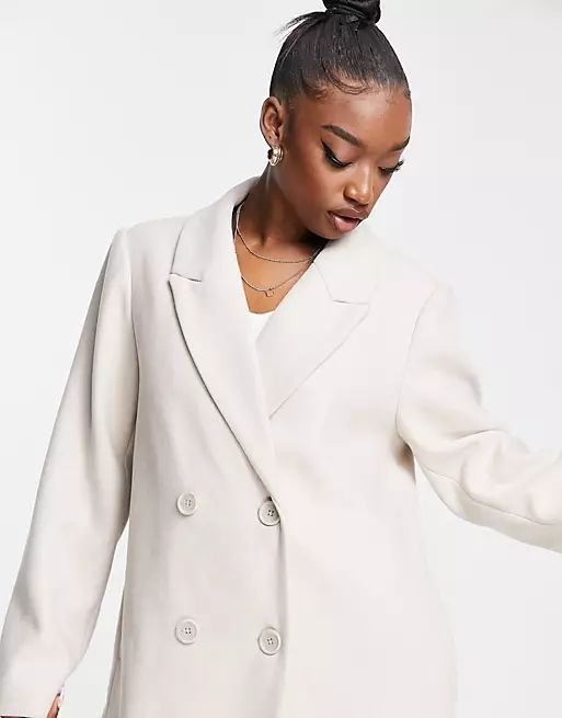 NA-KD tailored coat in off white | ASOS (Global)
