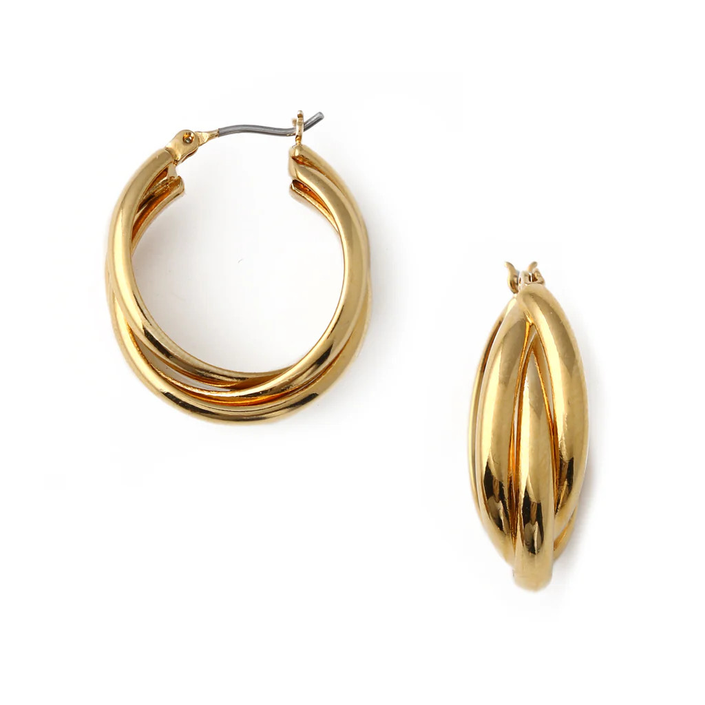 Interlocking Hoop Earrings - Gold | Orelia
