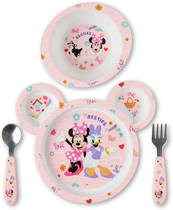 The First Years Disney Minnie Mouse Kids Dinnerware Set - Includes Toddler Plate, Bowl, Fork, and... | Amazon (US)