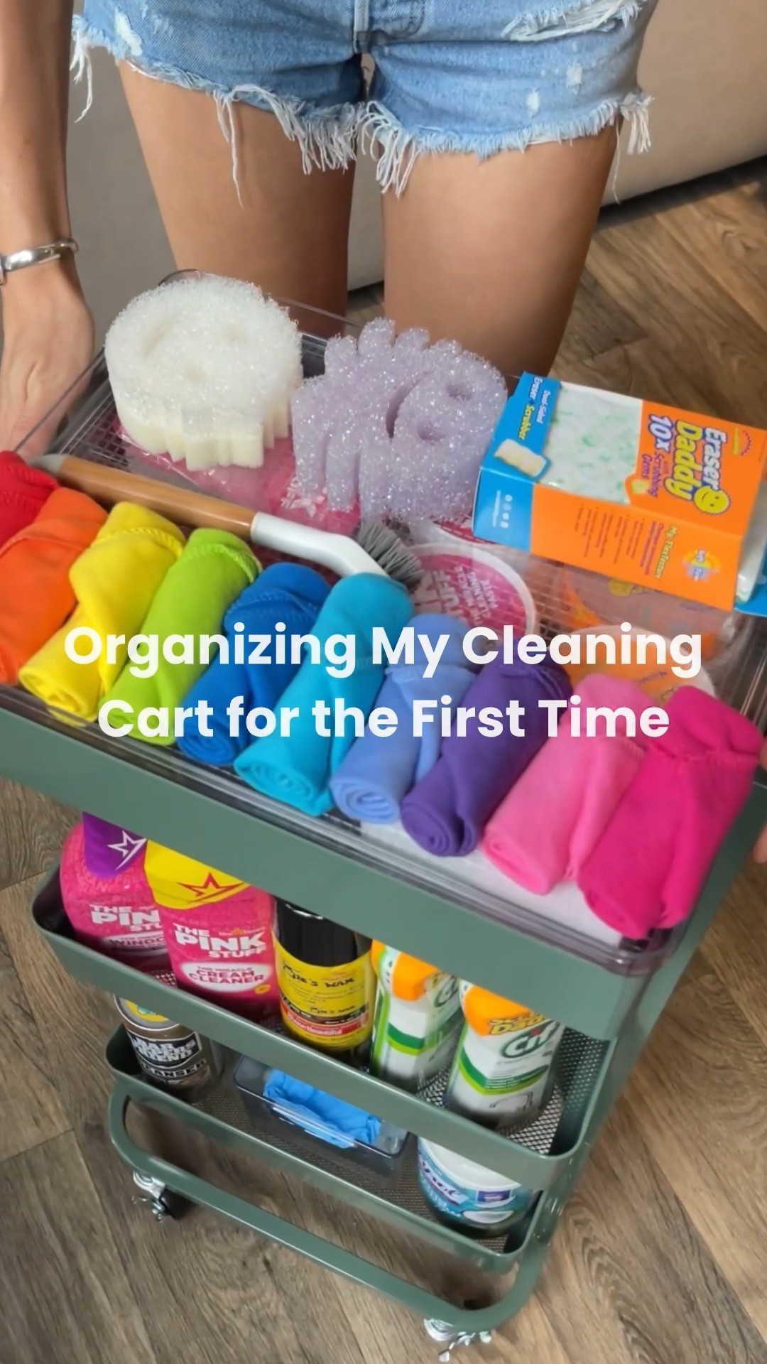 Setting up my new rolling cleaning cart!
This color-coded cart is stocked with all my cleaning favorites: Scrub Daddy, The Pink Stuff, CIF, Clorox Toilet Wands, Bar Keepers Friend, and microfiber cloths organized ROYGBIV-style.
Perfect for small spaces, under-sink alternatives, or anyone needing a mobile cleaning solution.
ASMR restock lovers—this one’s for you.

#cleaningcart #homeorganization #cleaningasmr #ltkit #methodicalmuses #containerstorefinds #cleaningfavorites


#LTKHome