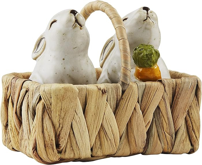 Mud Pie Easter Bunny Salt And Pepper Shaker Set, Bunny, 4.24" x 2.75", Cream | Amazon (US)