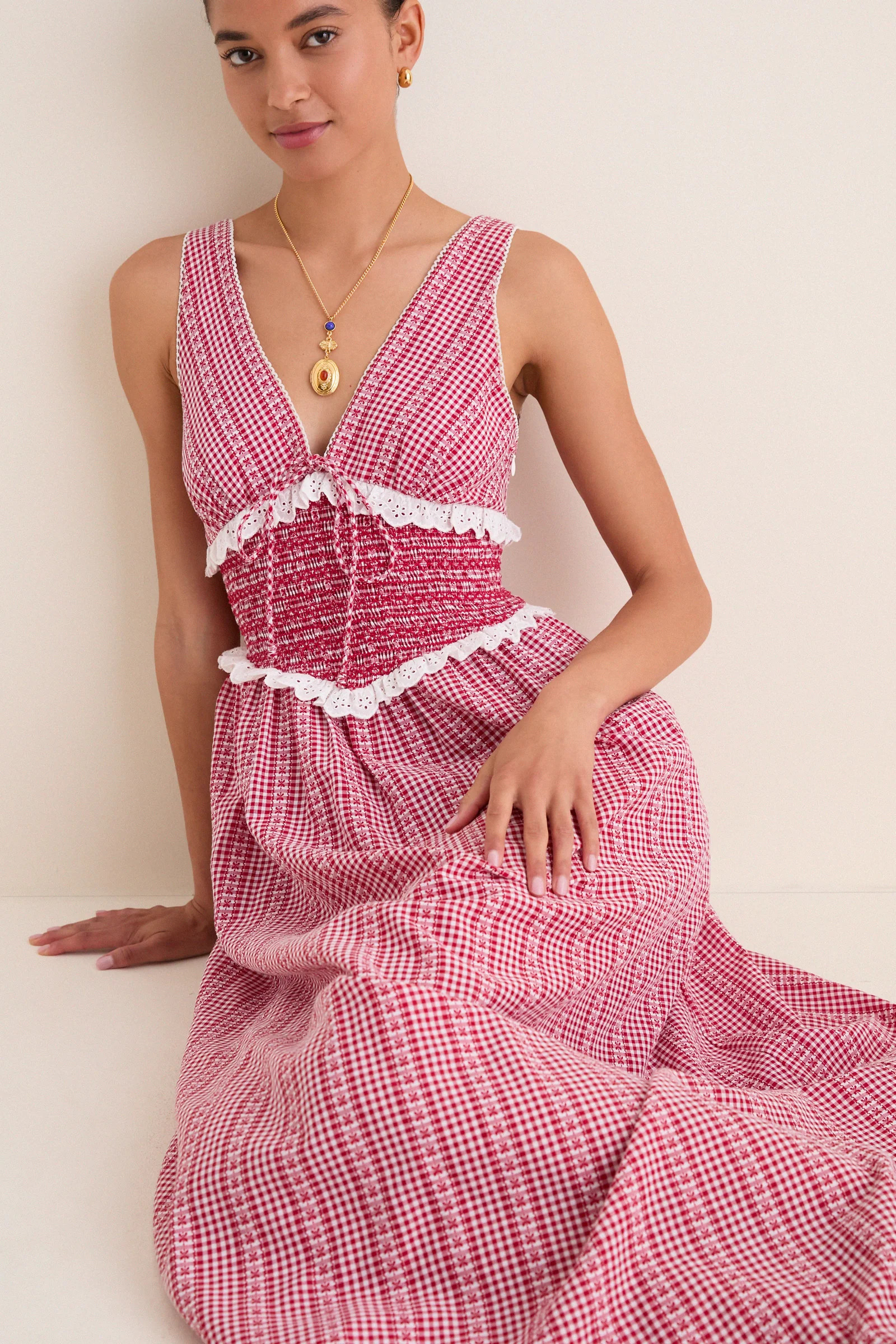Red Gingham Karima Maxi Dress | Tuckernuck (US)