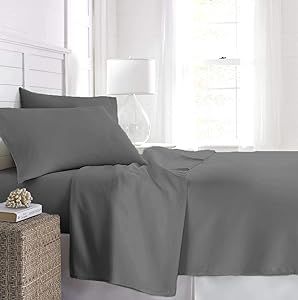 Beckham Hotel Collection King Fitted Sheet, Set of 2 Sheets with Deep Pockets, Gray | Amazon (US)