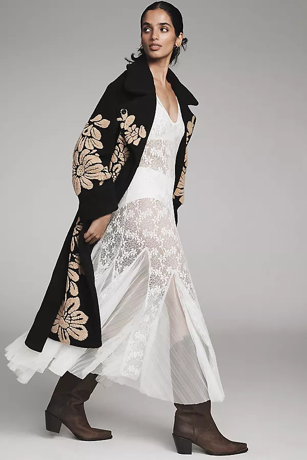 Farm Rio Bold Flowers Wool Blend Coat | Anthropologie (US)