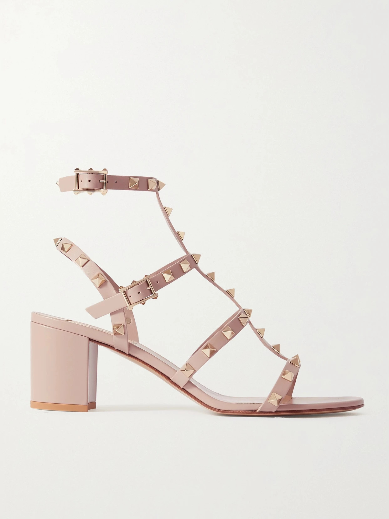 Valentino - Valentino Garavani Rockstud 55 Leather Sandals - Pink | NET-A-PORTER (US)