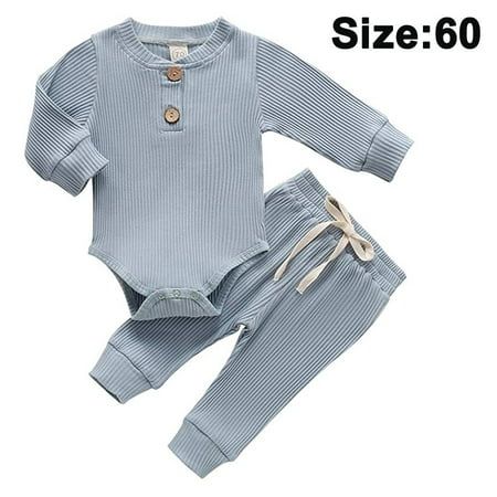 Newborn Baby Girl Boy Fall Clothes Outfits Long Sleeve Knitted Cotton Romper & Pants Infant Winter S | Walmart (US)