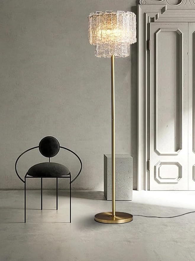 American Brass Clear Glass Crystal Floor Lamp Easy Installation Tall Standing Light Luxury Home D... | Amazon (US)