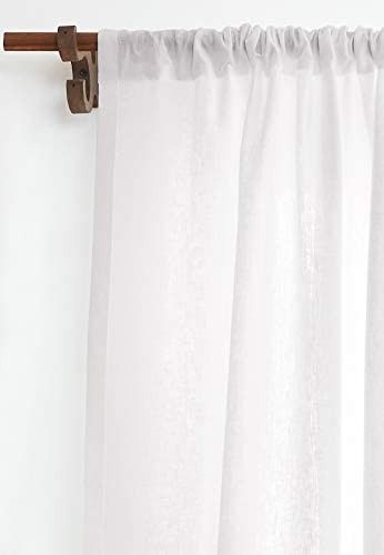 Solino Home 100% Pure Linen Curtain – 52 x 108 Inch White Lightweight Rod Pocket Window Panel ... | Amazon (US)