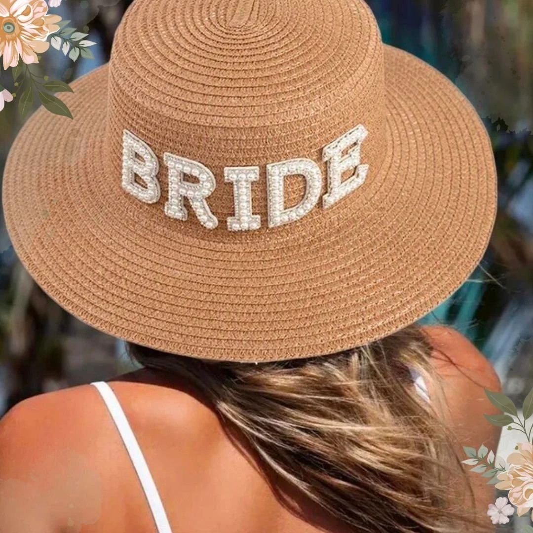 Bride Beach Hat Personalized Bride Sun Hat Cute Unique Bridal Shower Gift Idea for Bride to Be Gi... | Etsy (US)