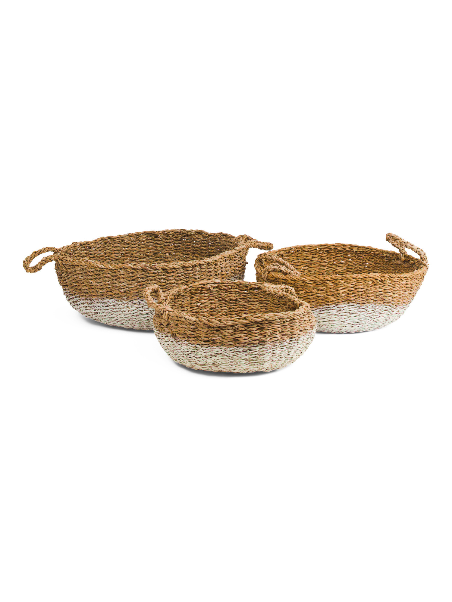 3pk Shallow Baskets With Handles | TJ Maxx