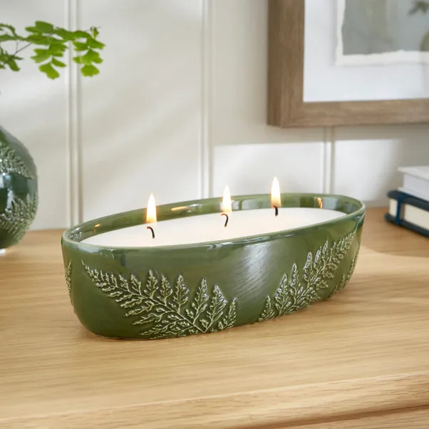 Churchgate Olive Leaf & Fern Oval Multi Wick Candle | Dunelm (migrated)
