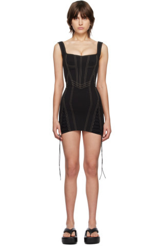 Black Square Neck Minidress | SSENSE