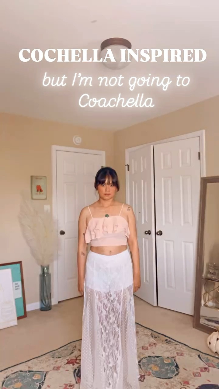 Just ignored the box behind me 😅
Headed out in this COCHELLA inspired outfit. 
Outfit details:
•sheer lace with shorts built-in maxi skirt from @sheinofficial 
•Peach ruffle top is my 19 year old top from @forever21  it’s giving Chloe’ boho chic vibe a little, because I’m obsessed with boho chic and ruffle right now.
•White jacket from @hm 
Brown boho bag @shoprachelzoe 
Cognac Cowgirl boots @zappos are 20 years old and they still got it! 
I’m going for a casual chic today.

#LTKStyleTip #LTKSaleAlert #LTKPetite
