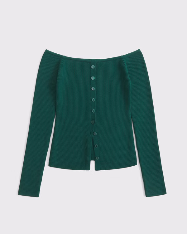 Off-The-Shoulder Button-Through Top | Abercrombie & Fitch (US)