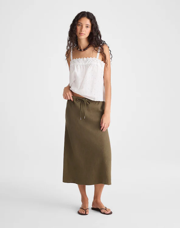 Drawstring Slip Skirt in 100% Linen | Madewell