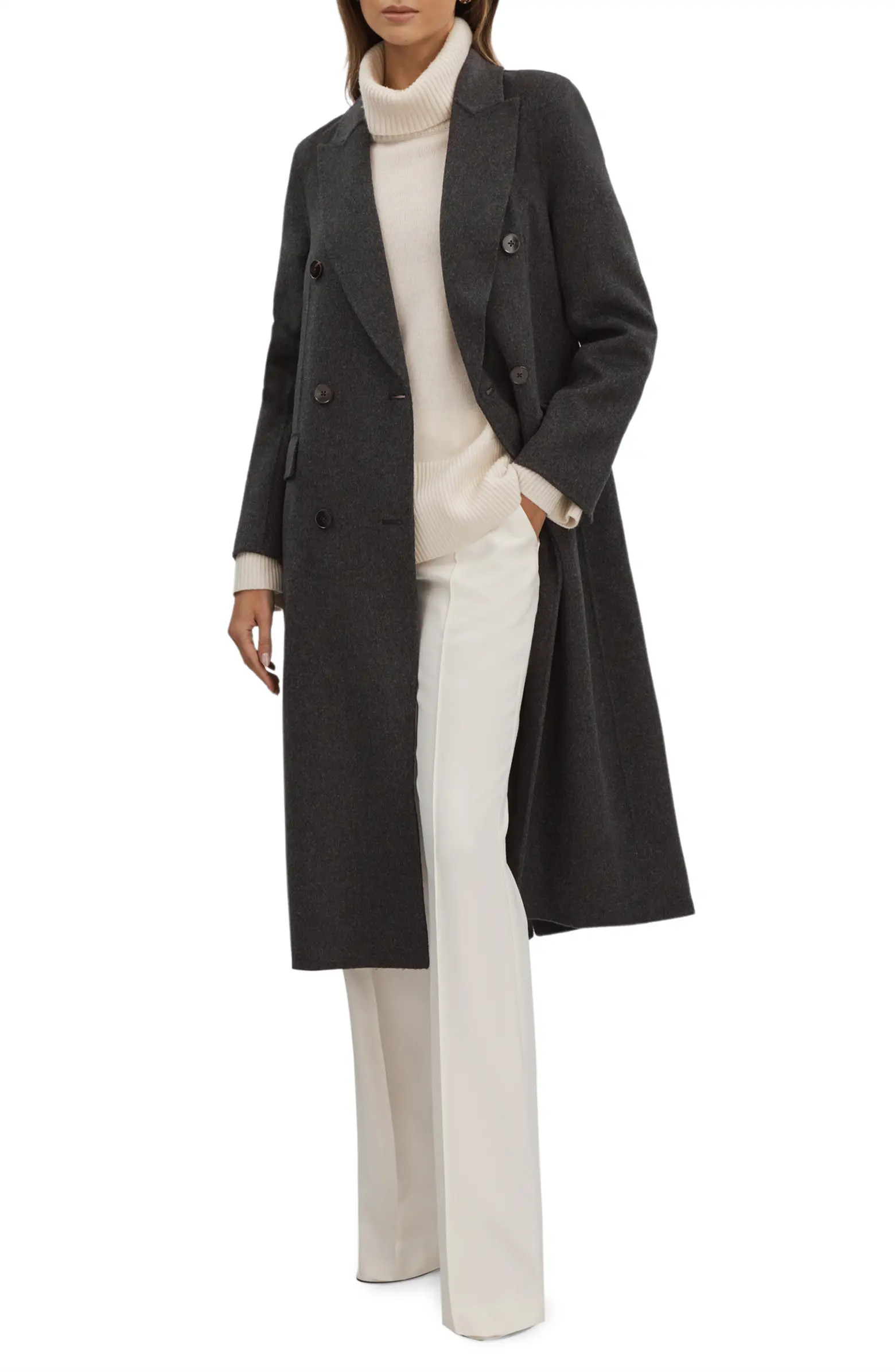 Reiss Arla Double Breasted Wool Blend Coat | Nordstrom | Nordstrom