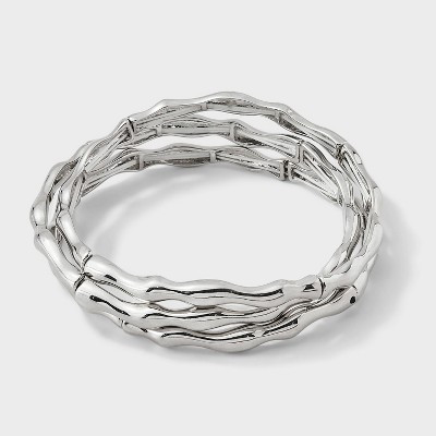 Wavy Bead Bracelet 3pc Set - Universal Thread™ Silver | Target