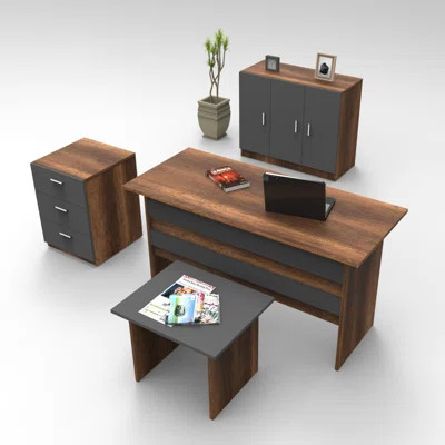 Burbon 4 Piece Rectangular Writing Desk Office Set | Wayfair North America