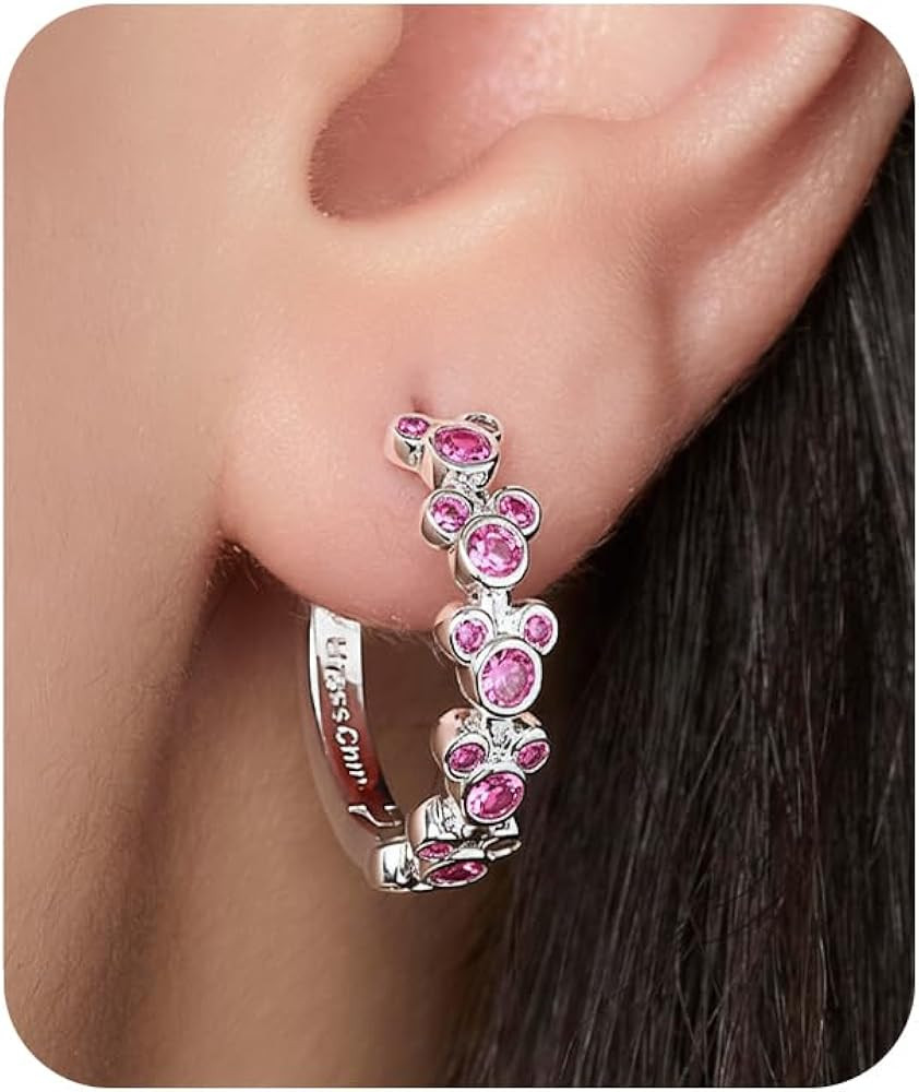 Mickey Mouse Endless Hoop Earrings for Women Official License, Silver or Yellow Gold Flash-Plated... | Amazon (US)