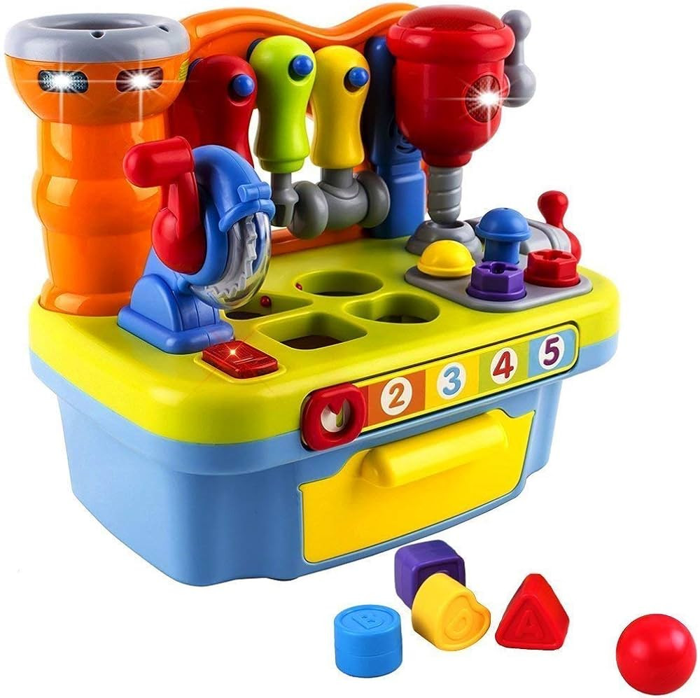 Yiosion Musical Learning Tool Workbench Work Bench Toy Activity Center for Kids with Shape Sorter | Amazon (US)