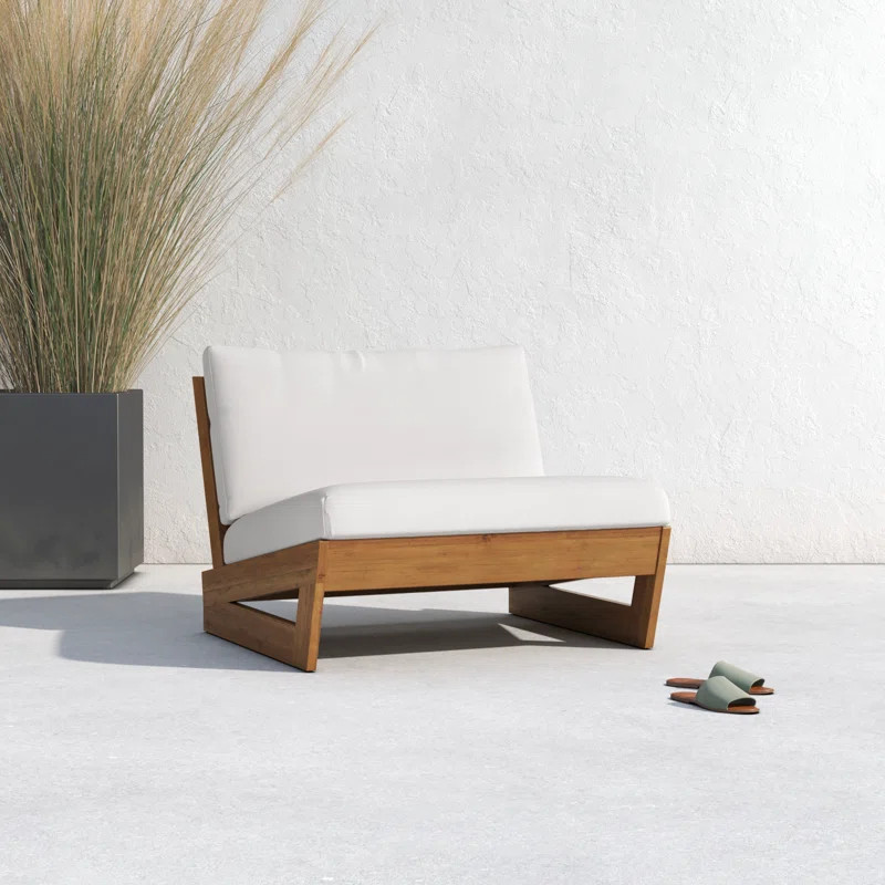 Louise Acacia Outdoor Armless Lounge Chair with Cushions | Wayfair North America