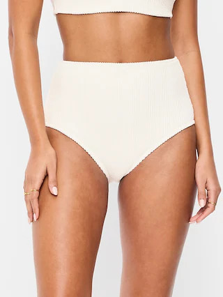 High-Waisted Ribbed Bikini Swim Bottoms | Old Navy (US)