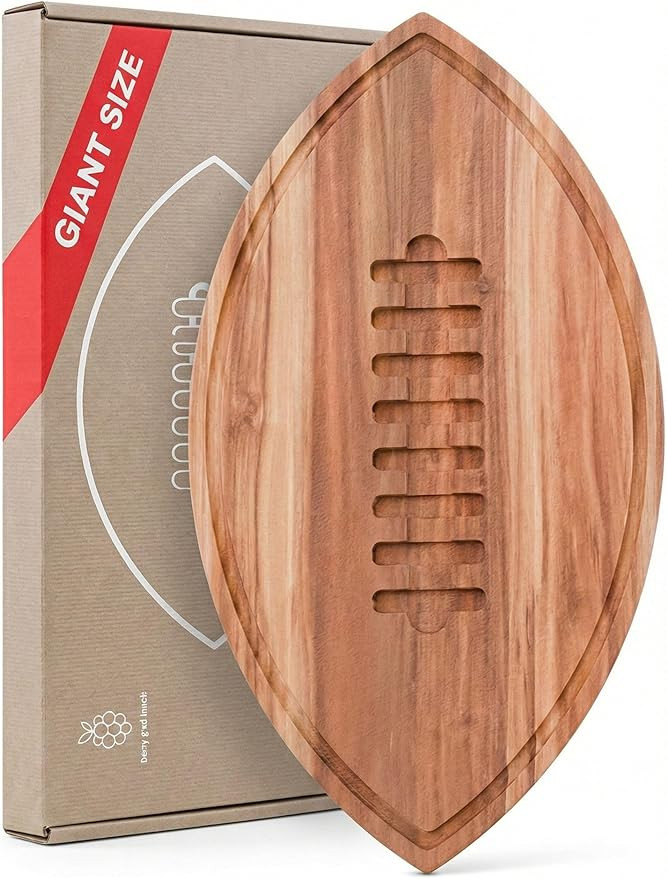 New – Giant Football Shaped Cutting Board – 23.5X14 INCH – Jumbo Size Acacia Wood Charcuter... | Amazon (US)