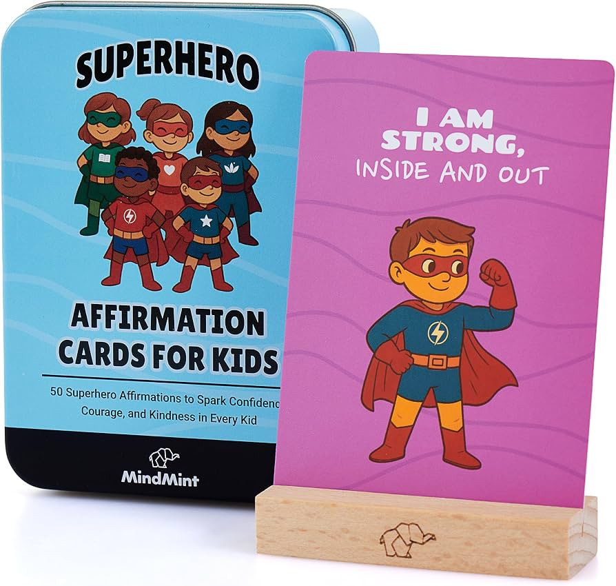 Superhero Affirmation Cards for Kids - 50 Daily Mindfulness & Positive Affirmations in Tin Box wi... | Amazon (US)