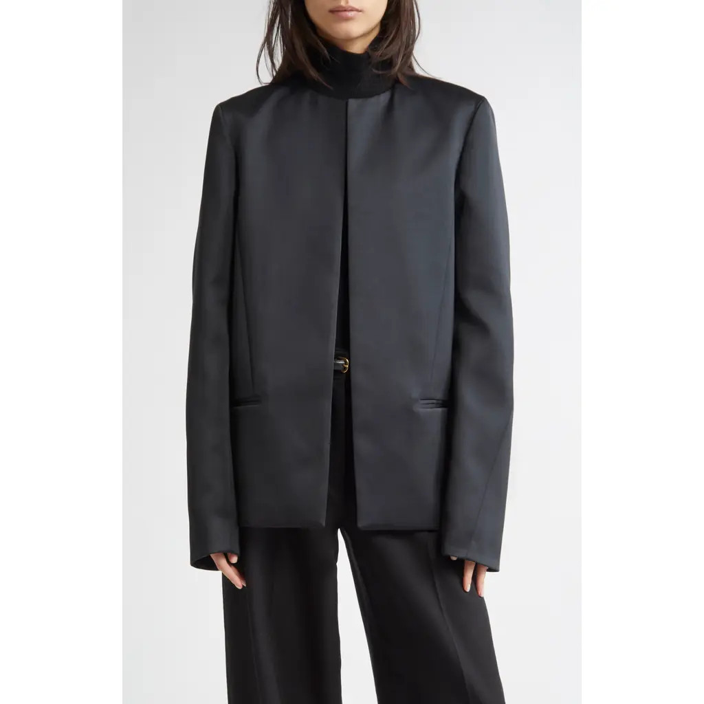 TOTEME Satin Dinner Jacket in Black at Nordstrom, Size 4 Us | Nordstrom
