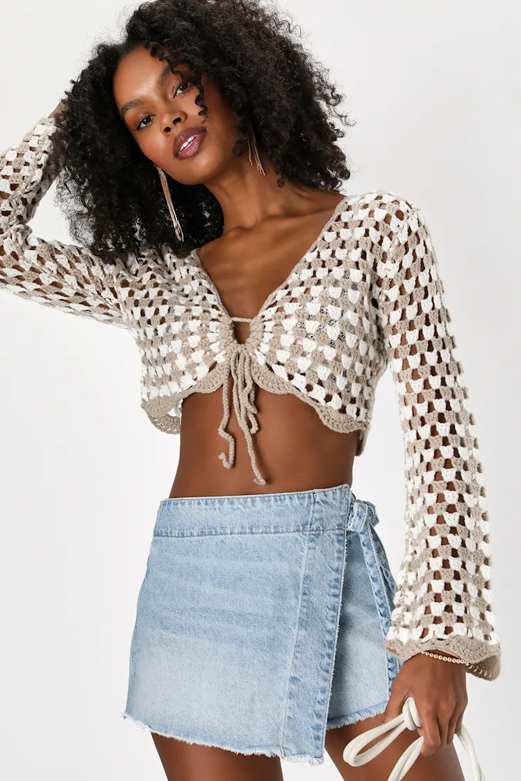 Emmy Light Wash Side-Tie Wrap Denim Skort | Lulus (US)