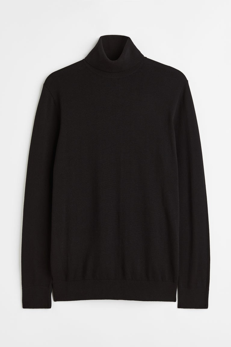 H & M - Slim Fit Fine-knit Turtleneck Sweater - Black | H&M (US + CA)