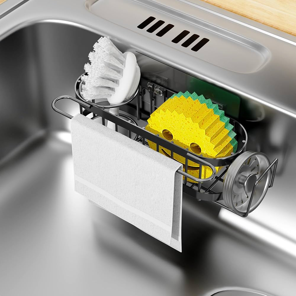 Cisily Kitchen Sink Caddy Sponge Holder in The Sink, Stainless Steel Kitchen Sink Organizer, Brus... | Amazon (CA)