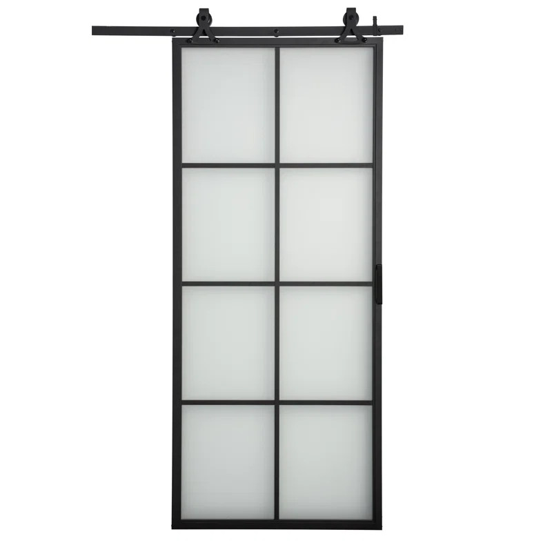 Glass and Metal Tribeca Barn Door with Installation Hardware Kit | Wayfair North America