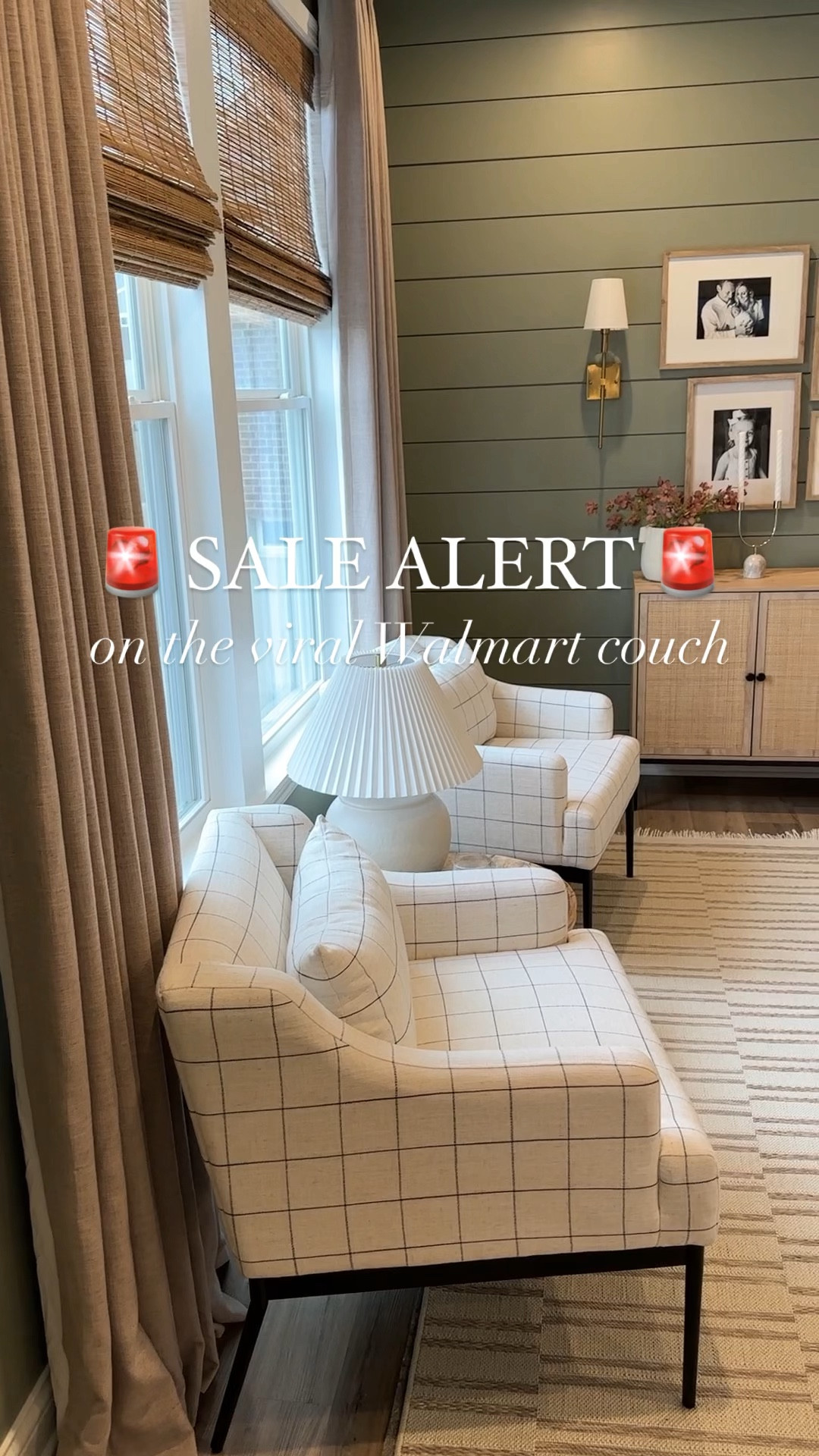 Walmart viral couch! Sale alert! 
Desinger dupe couch, sale find, Walmart couch, amber Lewis rug, gallery wall, pinch pleat drapes 

#LTKhome #LTKsalealert