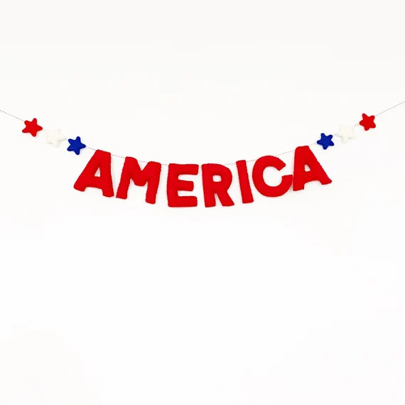 America Felt Garland | 4th of July Banner | Red White and Blue | Stars and Stripes | Party in the... | Etsy (US)