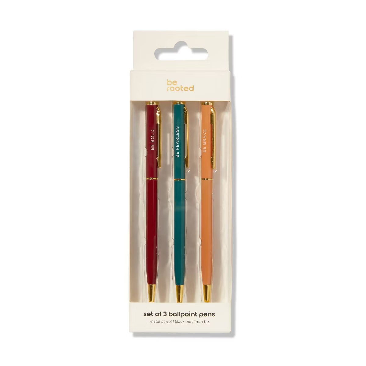Be Rooted 3pk Ballpoint Pens Be Bold. Be Fearless. Be Brave. Black Ink | Target