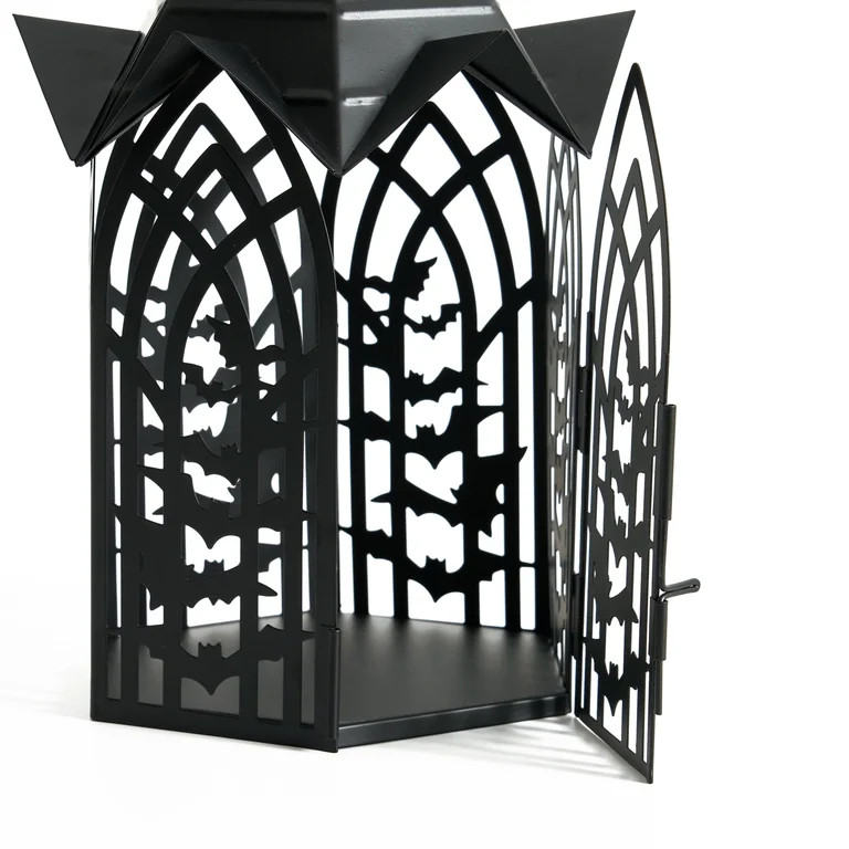 My Texas House Halloween Metal Gothic Lantern Tabletop Decoration, Black, 12" | Walmart (US)