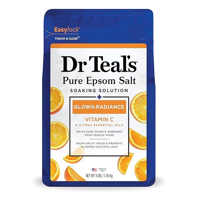 Dr Teal's Salt Soak with Pure Epsom Salt, Glow & Radiance with Vitamin C & Citrus Essential Oils,... | Amazon (US)