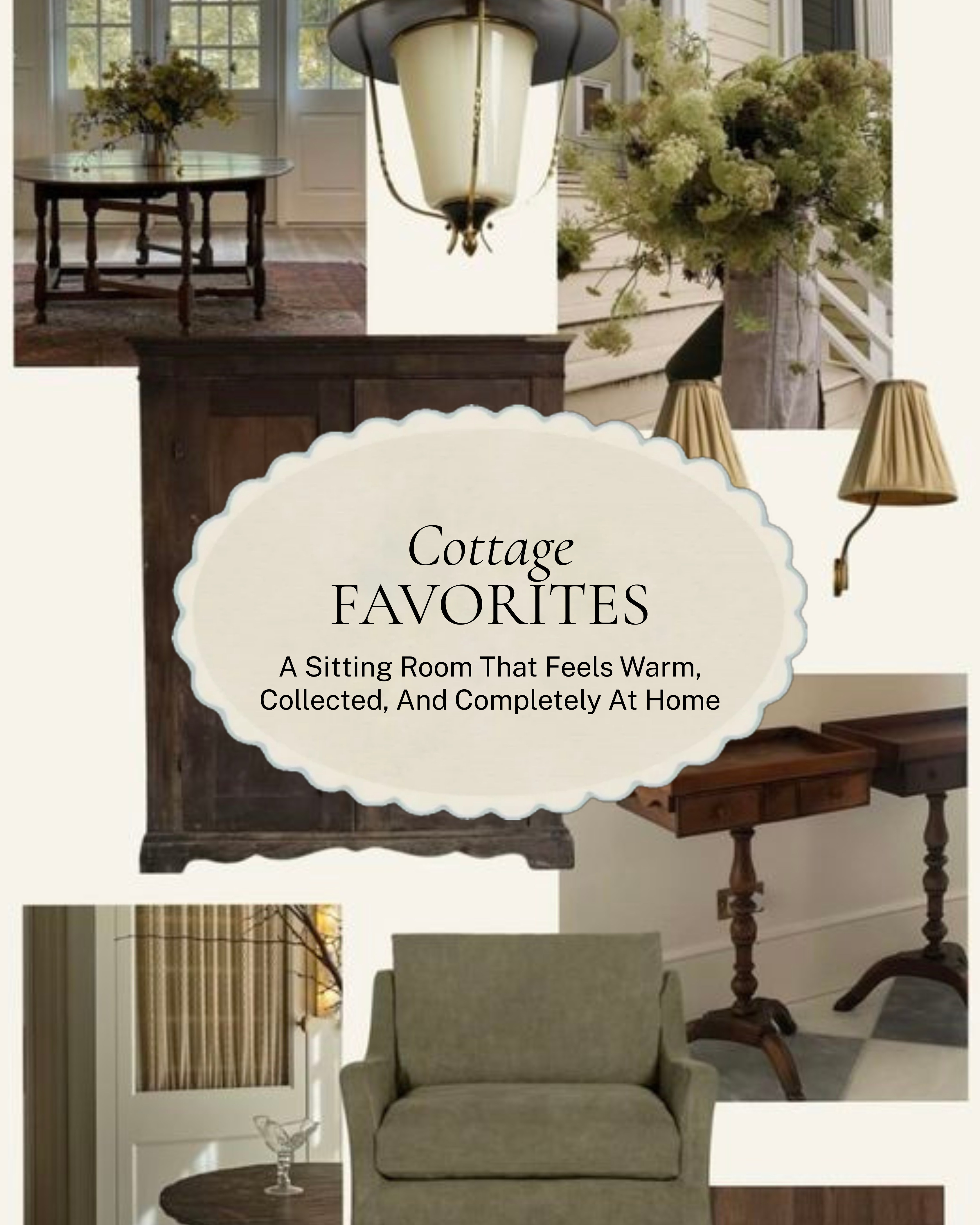A sitting room that feels like it has always been there ✨ 

A dark wood armoire, a spindle leg side table, a classic upholstered sofa, warm drapery, a statement pendant, and all the layered details that make a room feel genuinely collected rather than decorated all at once. 

All linked here 🤍 

#LTKhome 

 