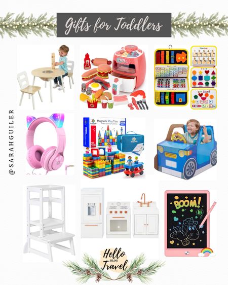 Gift ideas for toddlers. We personally love all of these and both my 1 year old and 3 year old have enjoyed these toys and activities. 

Play kitchen. Step stool. Cardboard box car. Toddler headphones. Montessori busy board. Toddler air fryer. Kidkraft table. Magnatiles. Magnet tiles. Toddler activities. Mess free activities. Toddler gift ideas. 

#LTKHoliday #LTKCyberWeek #LTKGiftGuide