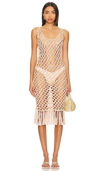 Coral Crotchet Midi Dress in Sherbert Orange | Revolve Clothing (Global)