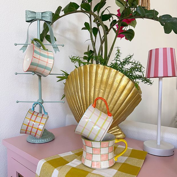 Pastel Plaids Mug Set of 4 | Antique Farm House