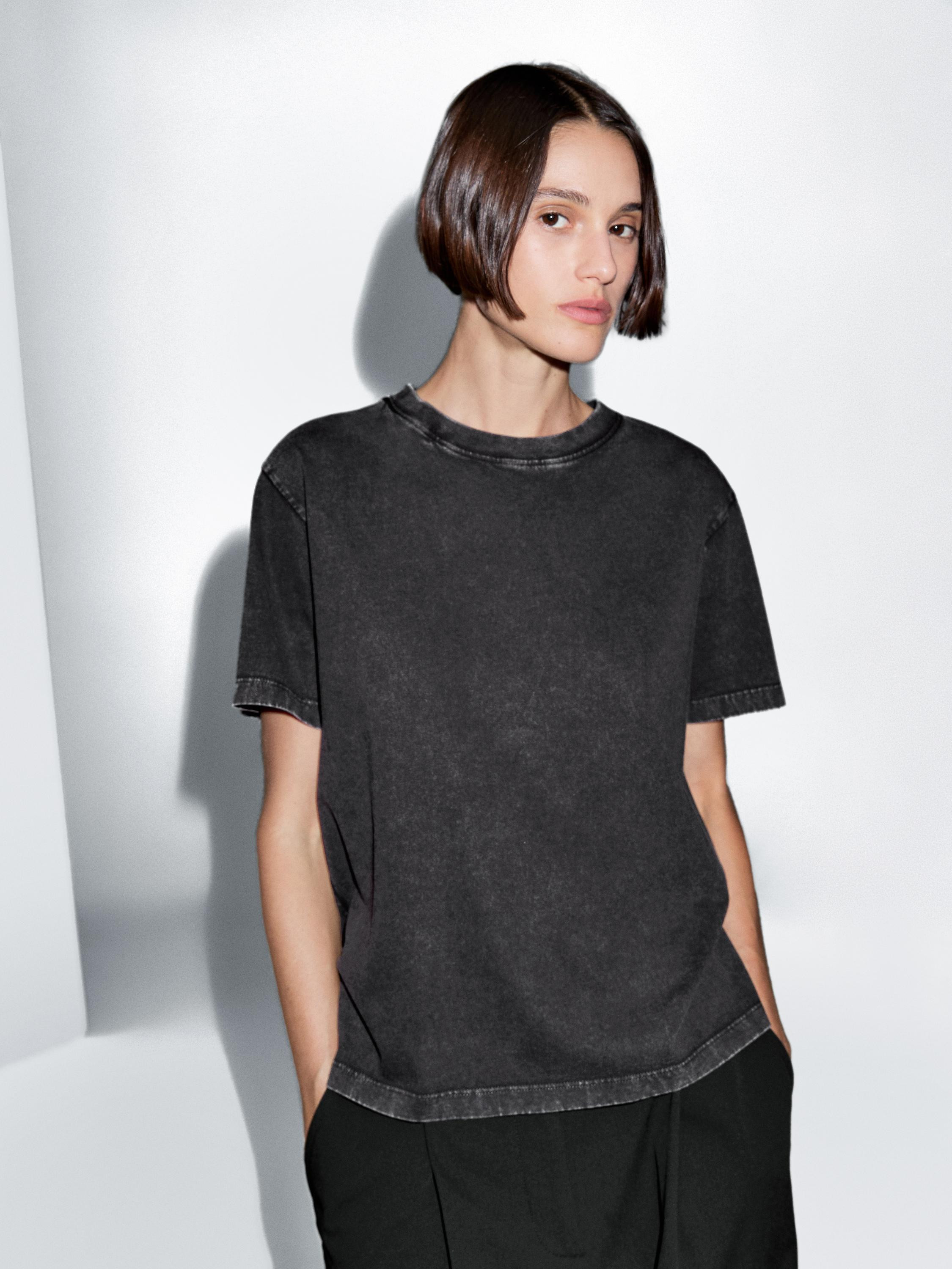 Distressed oversize T-shirt | Massimo Dutti UK