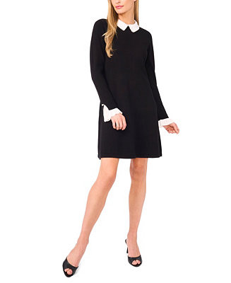 Women's Woven Collar Sweater Dress | Macy's