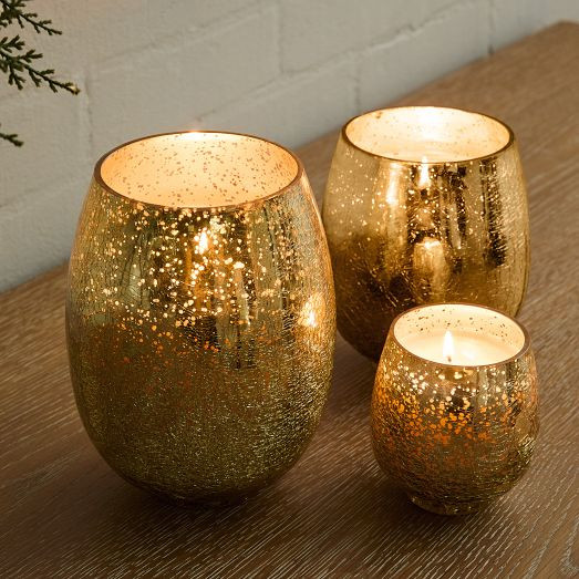Gold Crackle Mercury Candle Jars - Winter White | West Elm (US)