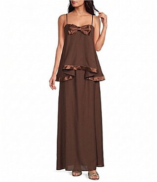 ELLIATT Rosera Satin Bow Maxi Dress -  S | Dillard's