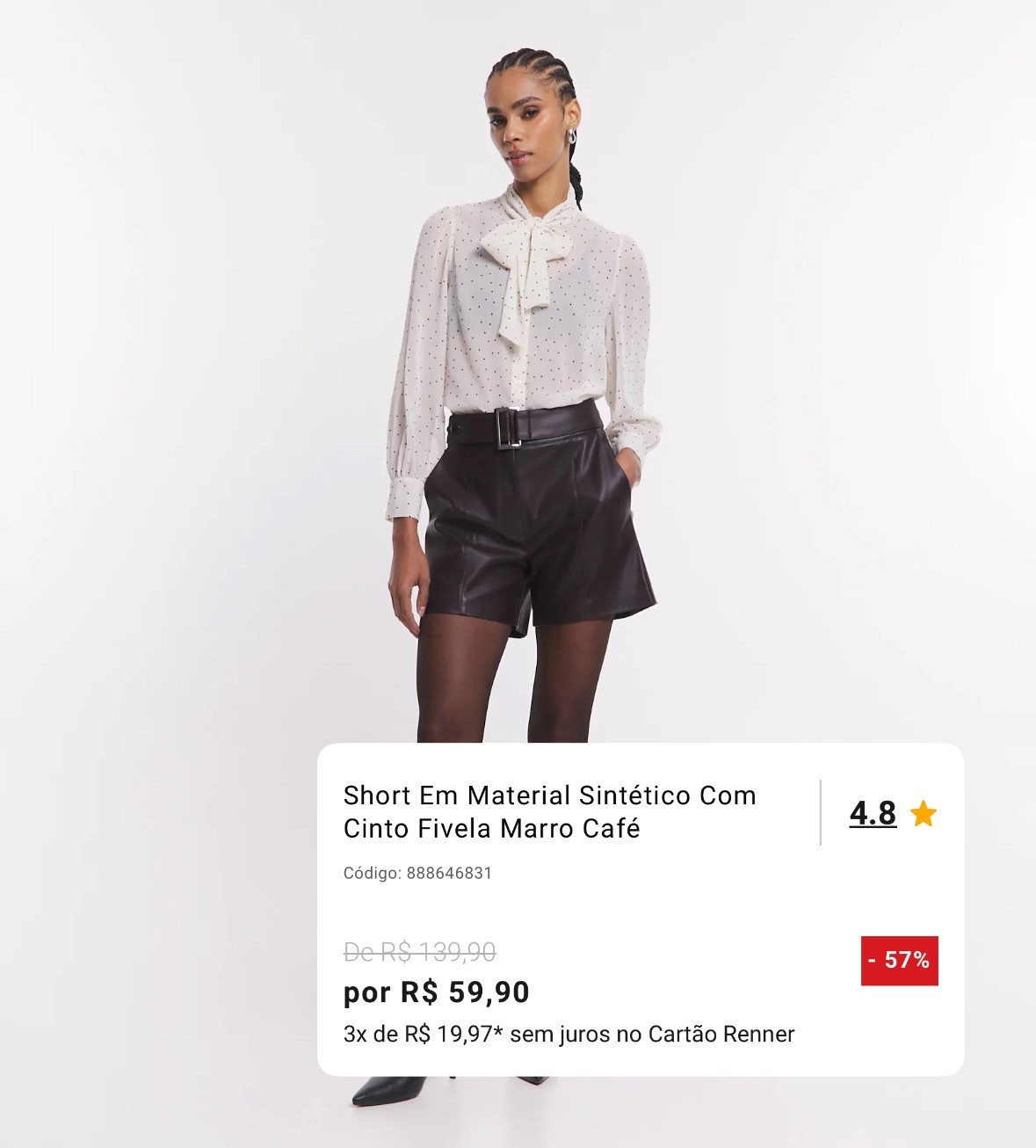 Short em Material Sintético com Cinto Fivela

R$ 59,90 ou 2x de R$ 29,95
🛒 bit.ly/4cwboNW

Poucas unidades na loja renner

#LTKbrasil #LTKpromo #LTKmodamodesta
