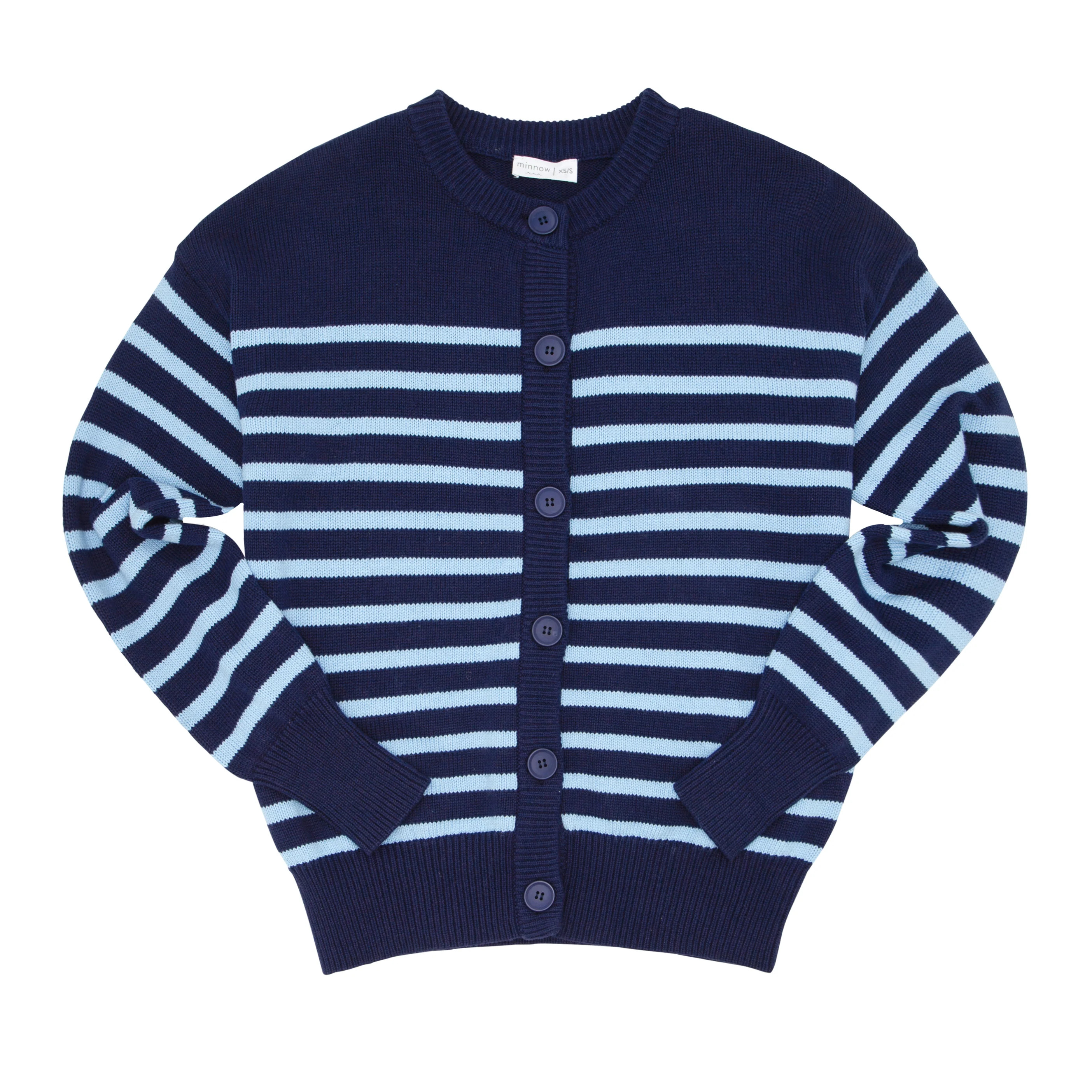 women's navy and peri blue stripe cardigan | minnow