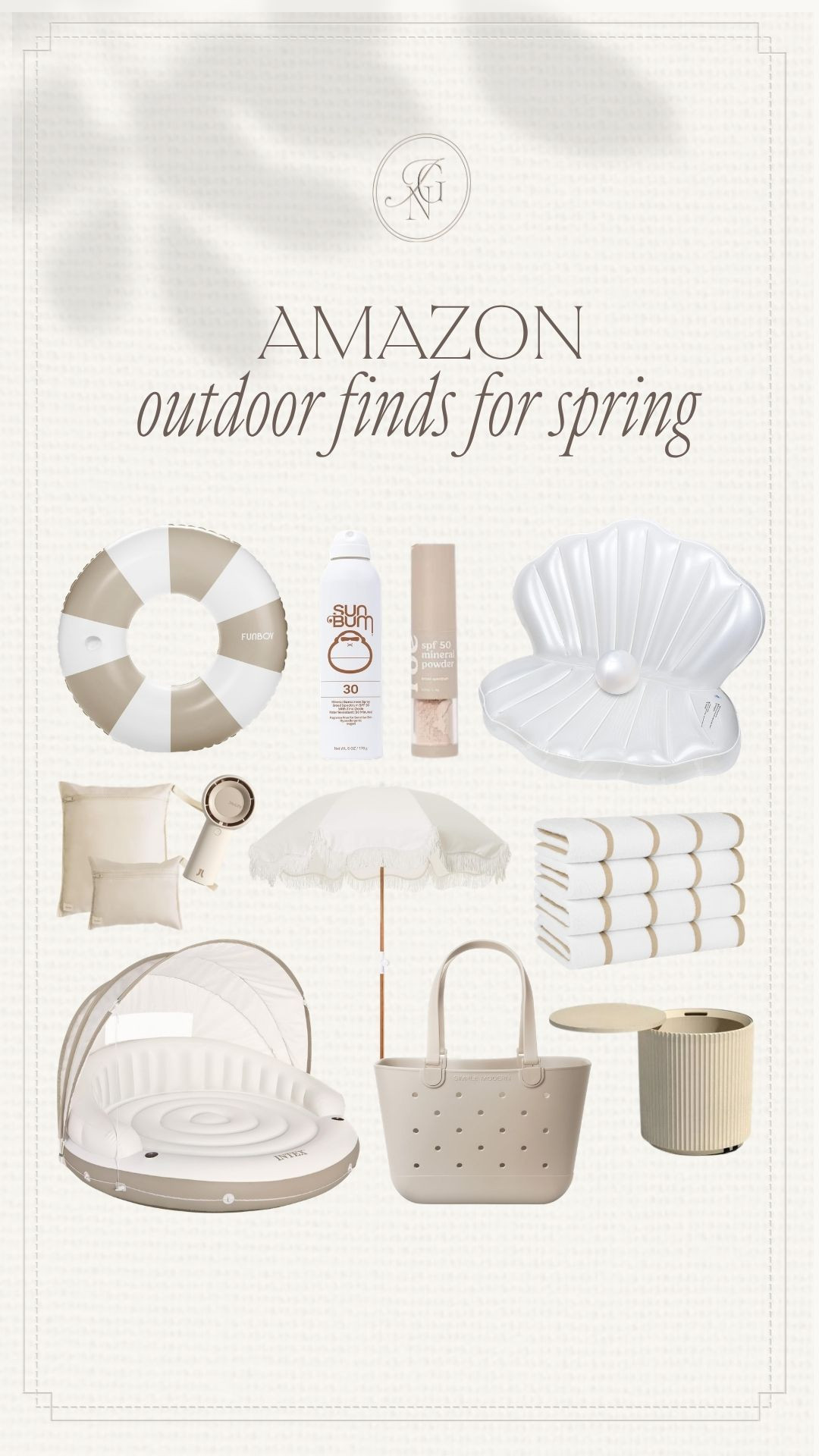 Amazon outdoor finds for spring. 🐚 Neutral pool accessories, beach day essentials and backyard upgrades that make everything feel elevated and effortless for the season!

#amazonfinds #outdoorliving #springstyle #poolsideessentials #neutralaesthetic #pooltoy #beachdaymusthaves #backyardinspo #amazonhome #springfinds #ltkhome 

 

#LTKSeasonal #LTKHome #LTKSwim